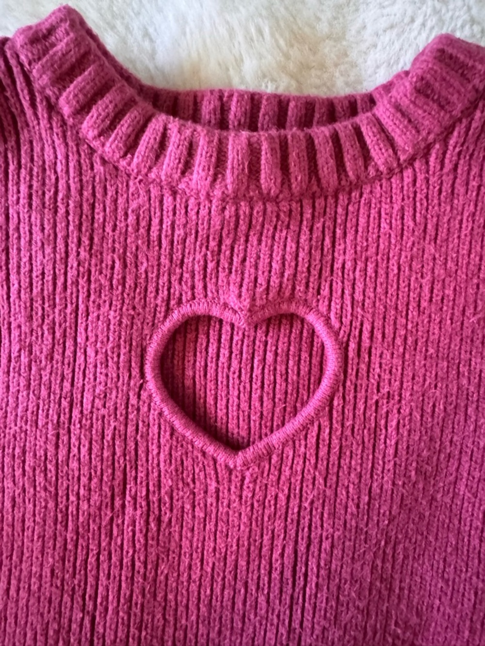 Splendid Raspberry Heart Cutout Crewneck Sweater - Picture 3 of 6
